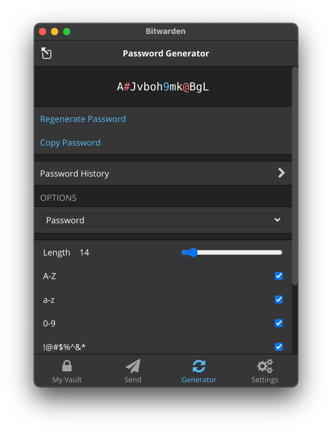 Bitwarden Password Generator