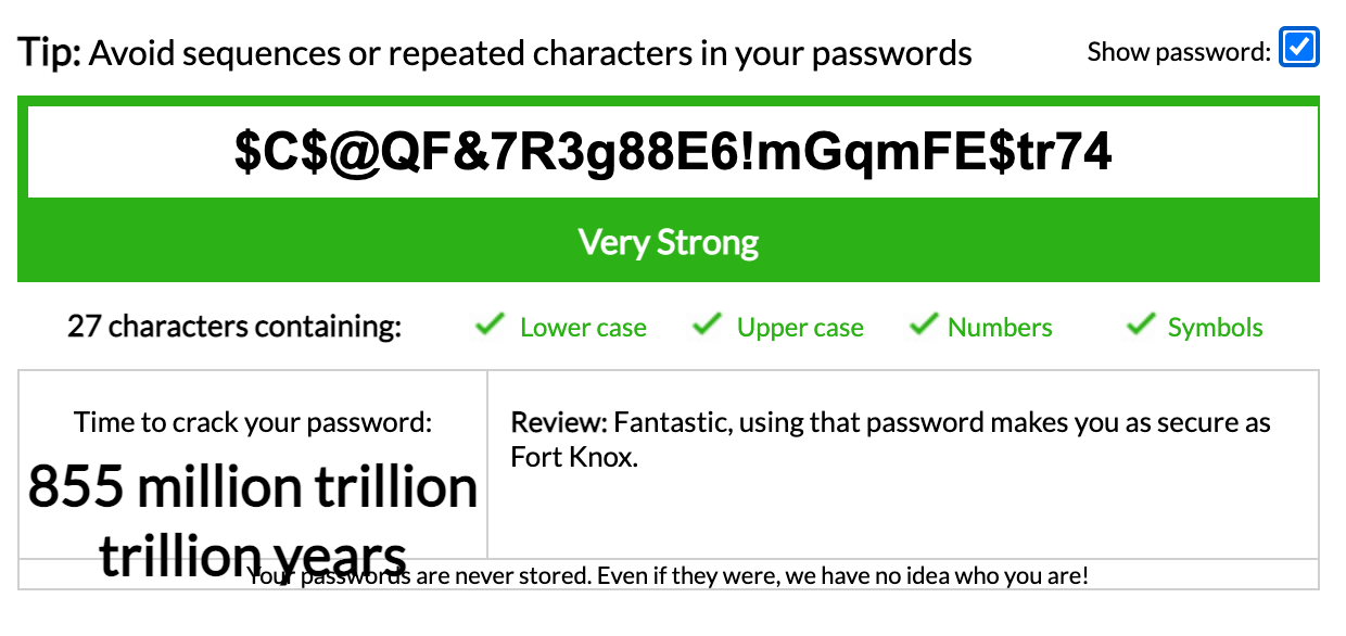 A strong password
